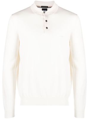 BOSS polo en laine à logo brodé - Blanc