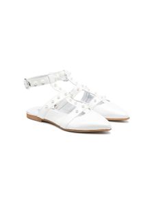 Monnalisa ballerines ornées de perles à talon - Blanc