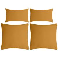 Stof Textile sierkussen Nelson - 4x - okergeel - 2 formaten - polyester