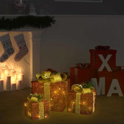 VidaXL Kerstdecoratie geschenkdozen 3 st binnen/buiten rood