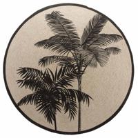 Katoenen Tapijt rond Palm Tree – Zwart – Bruin – Ø120 cm