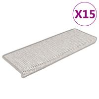 VidaXL Trapmatten zelfklevend 15 st sisal-look 65x21x4 cm platinakleur