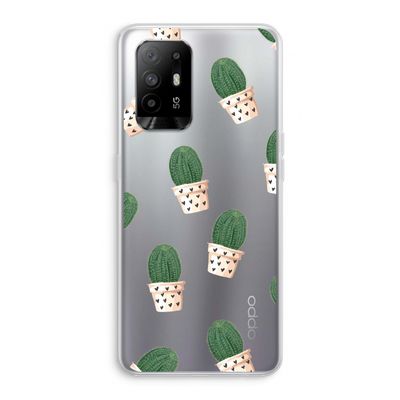 Cactusprint roze: Oppo A94 5G Transparant Hoesje