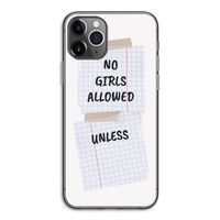 No Girls Allowed Unless: iPhone 11 Pro Transparant Hoesje