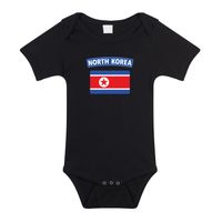 North-Korea / Noord-Korea landen rompertje met vlag zwart voor babys 92 (18-24 maanden)  -