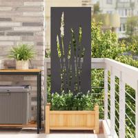 VidaXL Tuin privacy screen bloemen zwart 50 x 140 cm koudgewalst staal