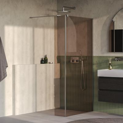 BRAUER Oblivion Inloopdouche - 90x200cm - 30 cm zijwand - glascoating - brons glas - Geborsteld RVS PVD GS-OBI2B9030200NG