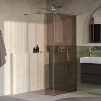 BRAUER Oblivion Inloopdouche - 90x200cm - 30 cm zijwand - glascoating - brons glas - Geborsteld RVS PVD GS-OBI2B9030200NG