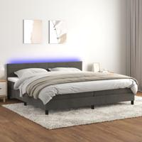 Boxspring met matras en LED fluweel donkergrijs 200x200 cm