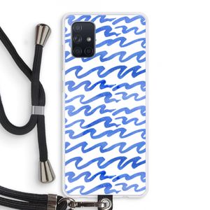 Blauwe golven: Samsung Galaxy A71 Transparant Hoesje met koord