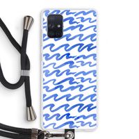 Blauwe golven: Samsung Galaxy A71 Transparant Hoesje met koord