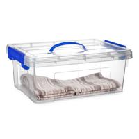 Opslagbox met deksel - transparant blauw - 12.5 liter - 40 x 30 x 16 cm - kunststof