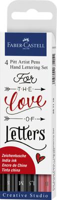 Faber Castell fc-267115 tekenstift faber-castell pitt artist pen handlettering 4-delig etui zwart