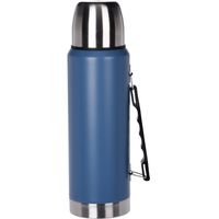 RVS thermosfles/isoleerkan 1 liter blauw   - - thumbnail