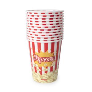 Popcorn bak - 12x - rood/wit retro print - kunststof - 15 x 18 cm - 2.0 liter - herbruikbaar