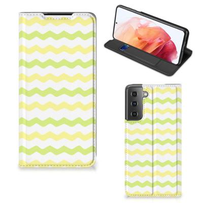 Samsung Galaxy S21 | Hoesje met Magneet | Waves Yellow
