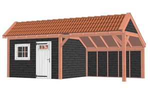 Trendhout Kapschuur De Stee 730x360 cm - Combinatie 1- Kapschuurdak- Onbehandeld lariks Douglas hout- Trendhout