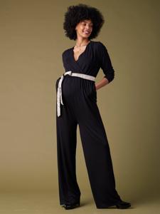 Wijde zwangerschaps- en borstvoedingsjumpsuit met omkeerbare tailleband ENVIE DE FRAISE zwart