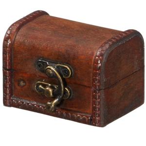 Opbergkistje - donkerbruin - 8 x 5 x 5 cm - hout/metaal - opbergdoosje - kistje