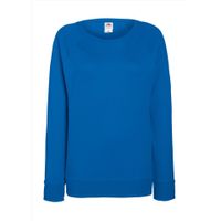 Blauwe sweater / sweatshirt trui met raglan mouwen en ronde hals voor dames 2XL (44)  - - thumbnail