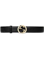 Gucci ceinture en cuir à boucle double G - Noir - thumbnail