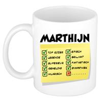 Naam mok Marthijn - wit - top gozer - keramiek - 300 ml - cadeau collega beker Naam mok Marthijn - wit - top gozer - keramiek - 300 ml - cadeau collega beker