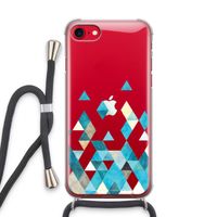Gekleurde driehoekjes blauw: iPhone SE 2020 Transparant Hoesje met koord