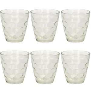 6x Stuks transparante waterglazen/drinkglazen cirkels relief 300 ml van glas