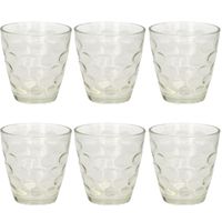 6x Stuks transparante waterglazen/drinkglazen cirkels relief 300 ml van glas