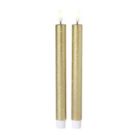 LED dinerkaarsen - goud - set van 2 - ø2.2x24.5 cm
