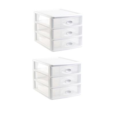 3x stuks ladeblok/bureau organizer met 3x lades wit/transparant L35,5 x B27 x H27 cm