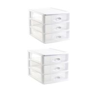 3x stuks ladeblok/bureau organizer met 3x lades wit/transparant L35,5 x B27 x H27 cm