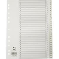 Q-CONNECT tabbladen, A4, PP, 11-gaatsperforatie, met indexblad, set van 1-31, wit