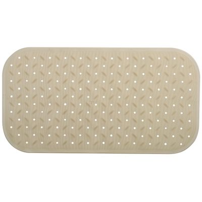 Douche/bad anti-slip mat badkamer - rubber - beige - 36 x 65 cm - rechthoek