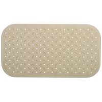 Douche/bad anti-slip mat badkamer - rubber - beige - 36 x 65 cm - rechthoek