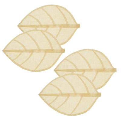 Secret de Gourmet Placemat Leaf - 4x - beige - ovaal - 50 x 33 cm - Decoratief