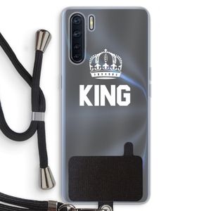 King zwart: Oppo A91 Transparant Hoesje met koord