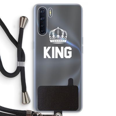 King zwart: Oppo A91 Transparant Hoesje met koord