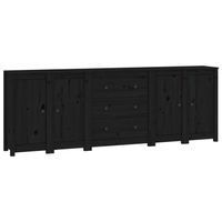 The Living Store Dressoir Hout - 230 x 35 x 80 cm - Zwart - Inclusief Montagehandleiding - thumbnail