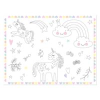 Folat BV Inkleurbare placemats unicorns & rainbows, 6st.