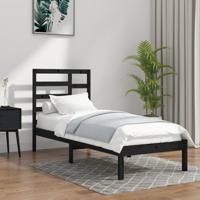 Bedframe massief hout zwart 100x200 cm