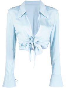 System tie-fastening cropped blouse - Bleu