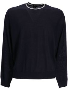 Emporio Armani pull en laine vierge à bords rayés - Bleu