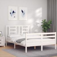Bedframe met hoofdbord massief hout wit