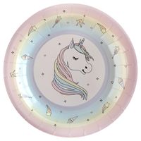 Santex eenhoorn thema feest wegwerpbordjes - 10x - 23 cm - unicorn/magie themafeest   -
