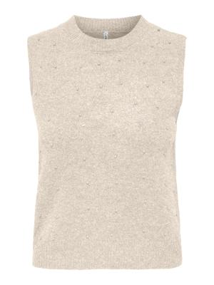 Only Onlrenata Life Sl O-neck Pearl Vest Knt Trui Korte Mouw Whitecap Gray