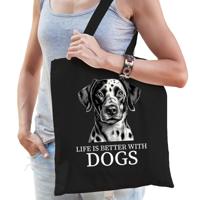Cadeau tas voor hondenliefhebbers - zwart - Dalmatiër hond - katoen - 42 x 38 cm