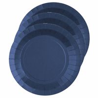 Santex feest gebak/taart bordjes - kobalt blauw - 10x stuks - karton - D17 cm - Feestbordjes - thumbnail