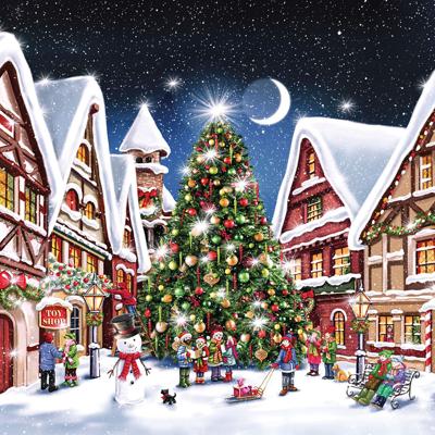 Kerst thema servetten - 20x st -? winterse kerstprint - 33 x 33 cm - kerstdiner - kerstservetten