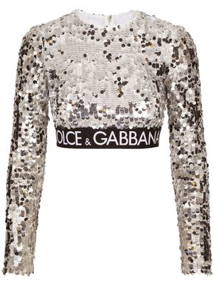 Dolce & Gabbana haut crop à sequins - Argent